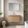 A light wood-colored bathroom cabinet and washbasin combination set, a modern and simple household bathroom storage cabinet details Picture